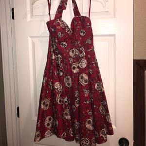 Rockabilly Sugar skull halter tie dress 💃🏻