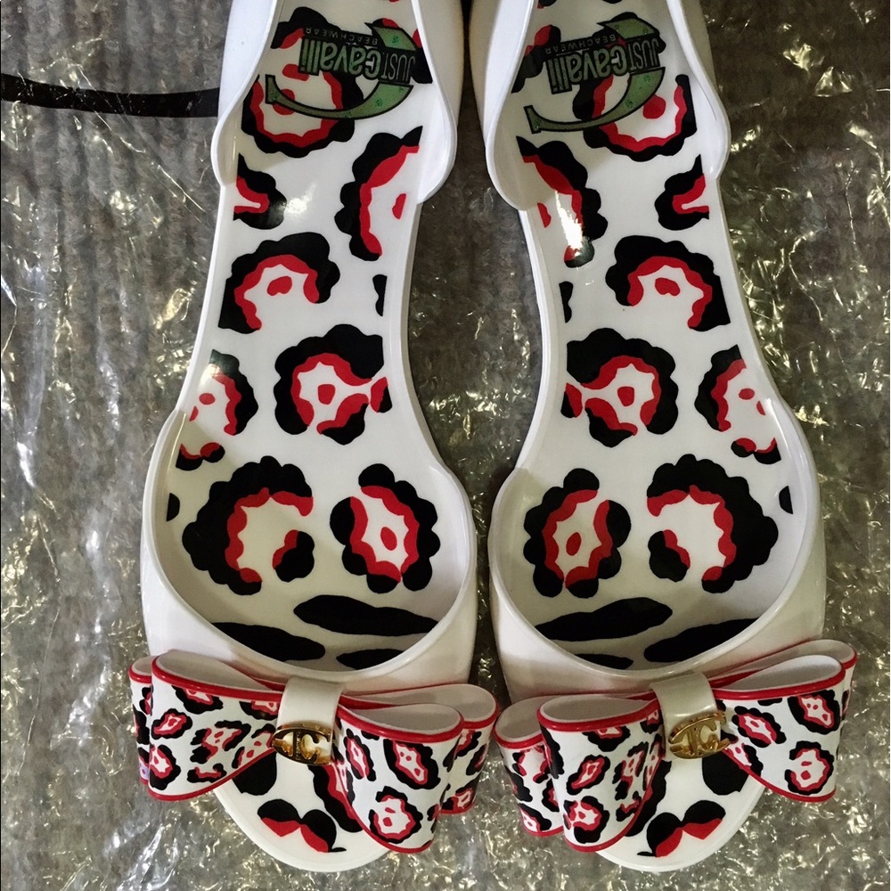 🌟Brand New Just Cavalli Rubber Flats with Bow🌟