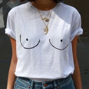 White boobs print shirt