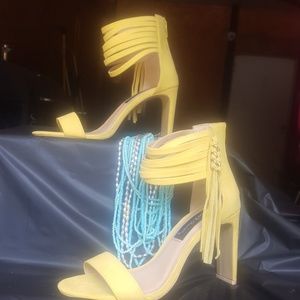 Yellow leather heels