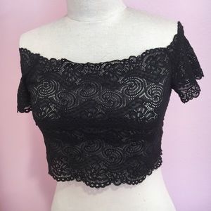 lace off the shoulder crop top
