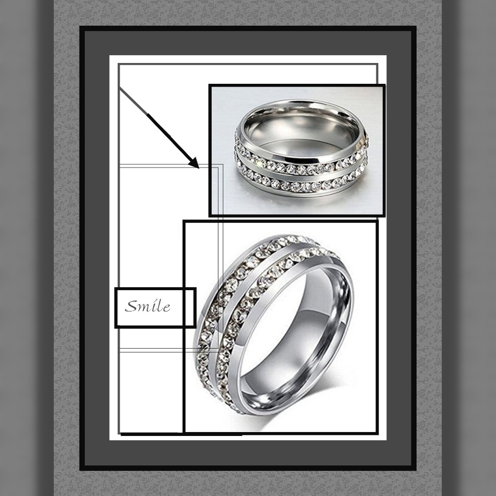 Double Row AAA CZ Stainless Steel Wedding Ring