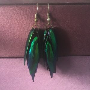 Jewel Beetle Wing Cover Earrings