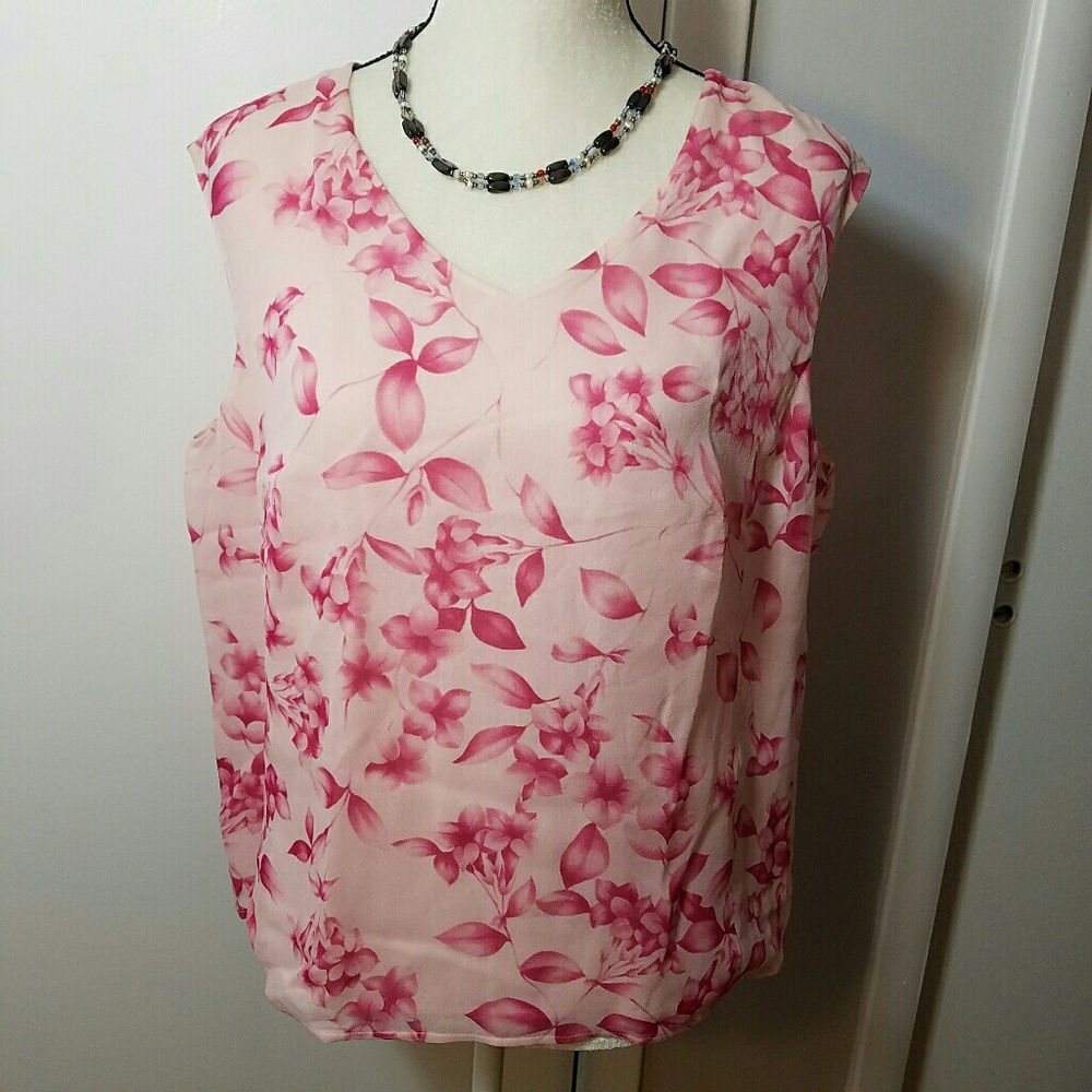 Louis Feraud Pink Floral Print Silk Blouse (HP!) - Picture 2 of 6