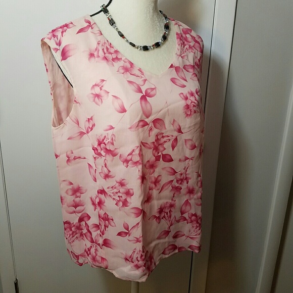 Louis Feraud Tops - Louis Feraud Pink Floral Print Silk Blouse (HP!)