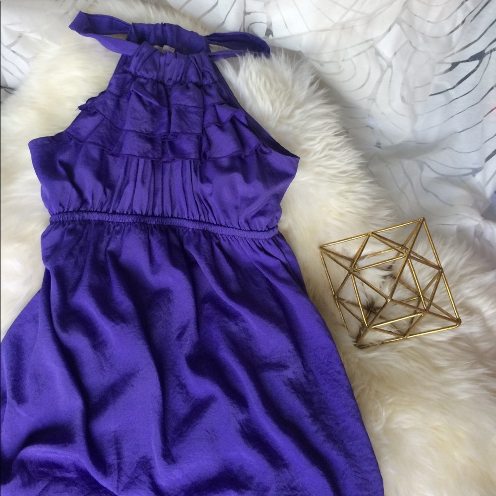 Purple Racerback Ruffle Over Head Dress Coverup