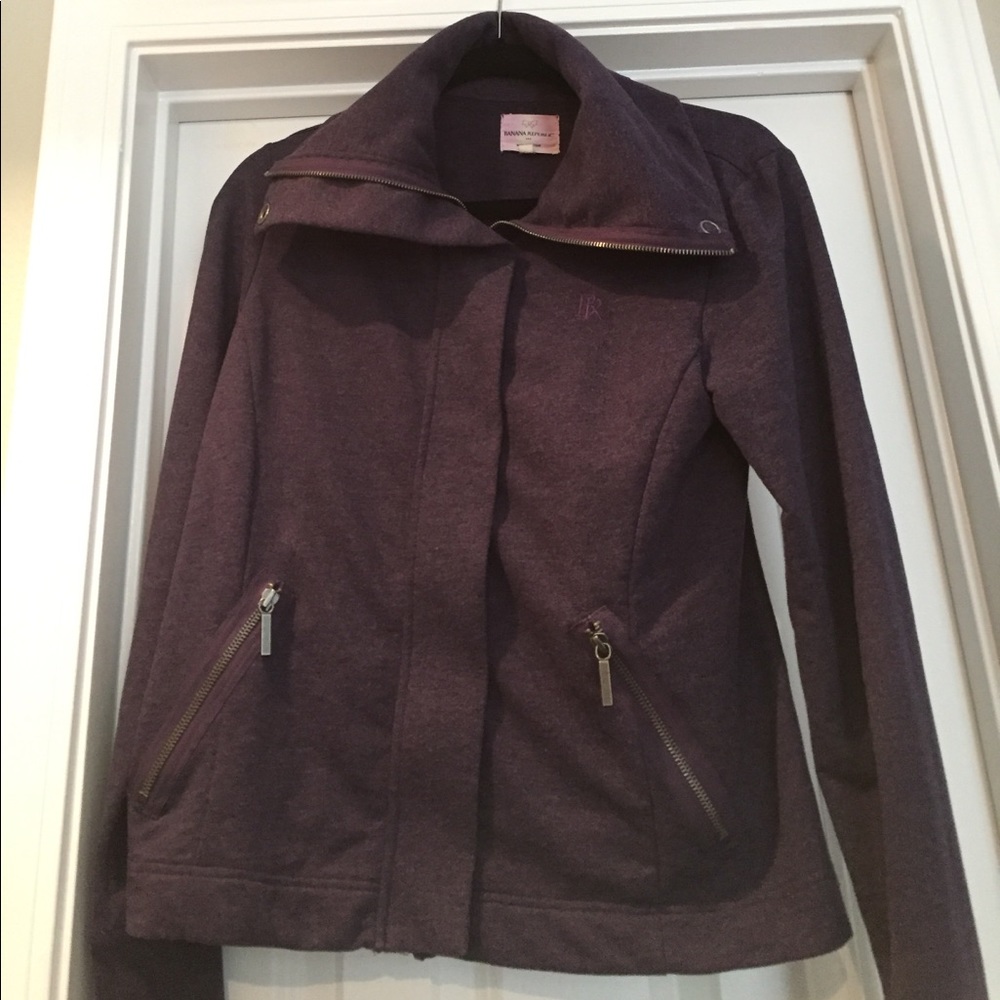 Banana Republic purple cotton/poly zip jacket