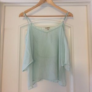 Off shoulder sheer blouse
