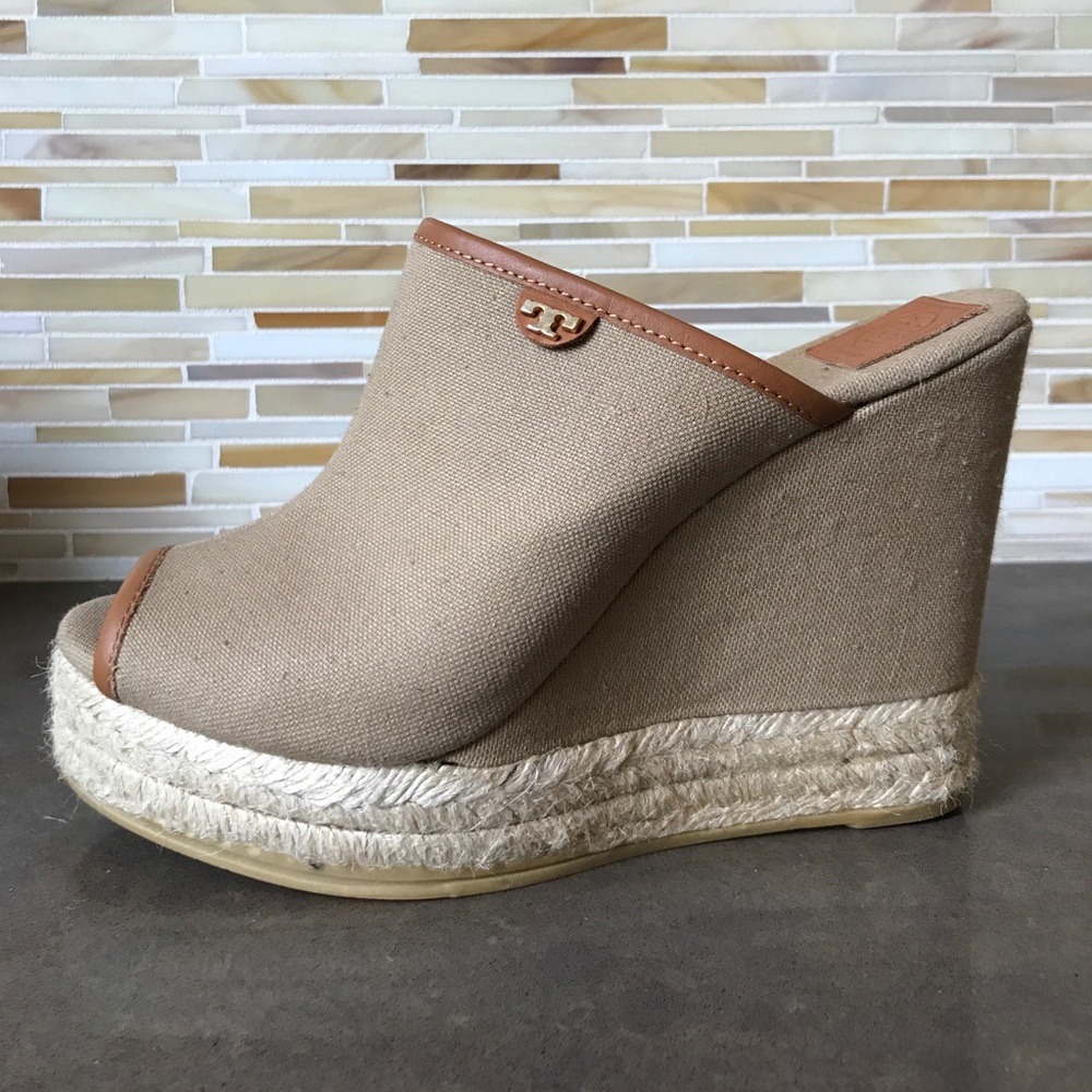 Tory Burch Canvas Slip-On Wedge Size 6