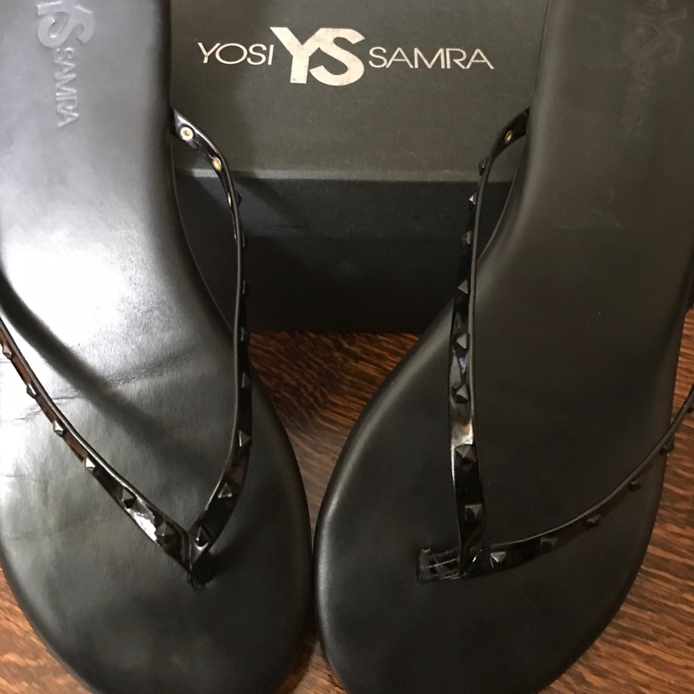 Yosi Samra Black Flip Flops w/ Studs