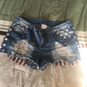American Flag jean shorts