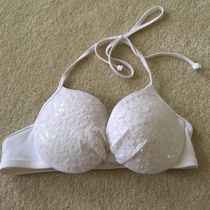 VS PINK - WHITE SEQUIN PUSH-UP BIKINI - SMALL