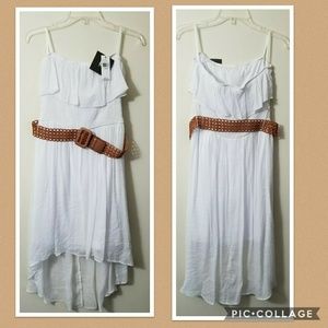 NWT- iZ Byer white gauzy strapless dress, L