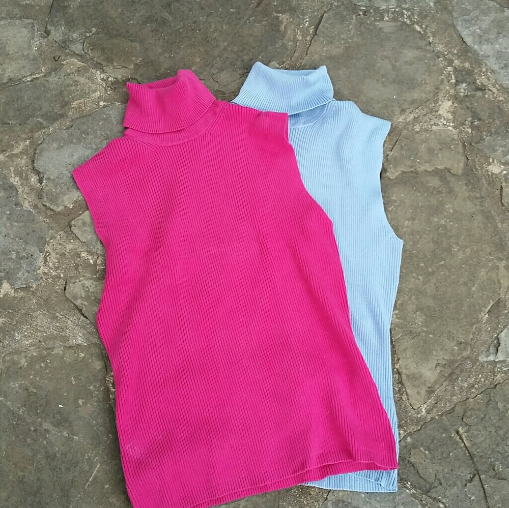 High neck sleeveless sweaters