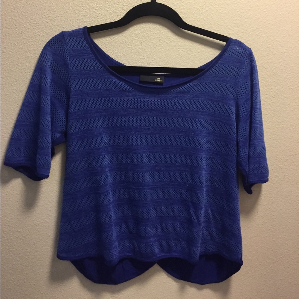 Blue Mesh Striped T-Shirt