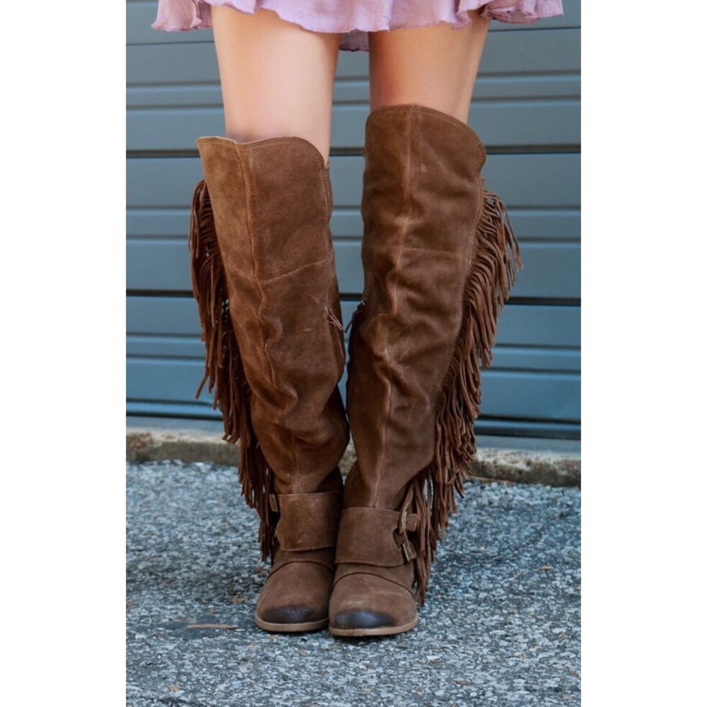 Naughty Monkey Fringe Over The Knee Boots