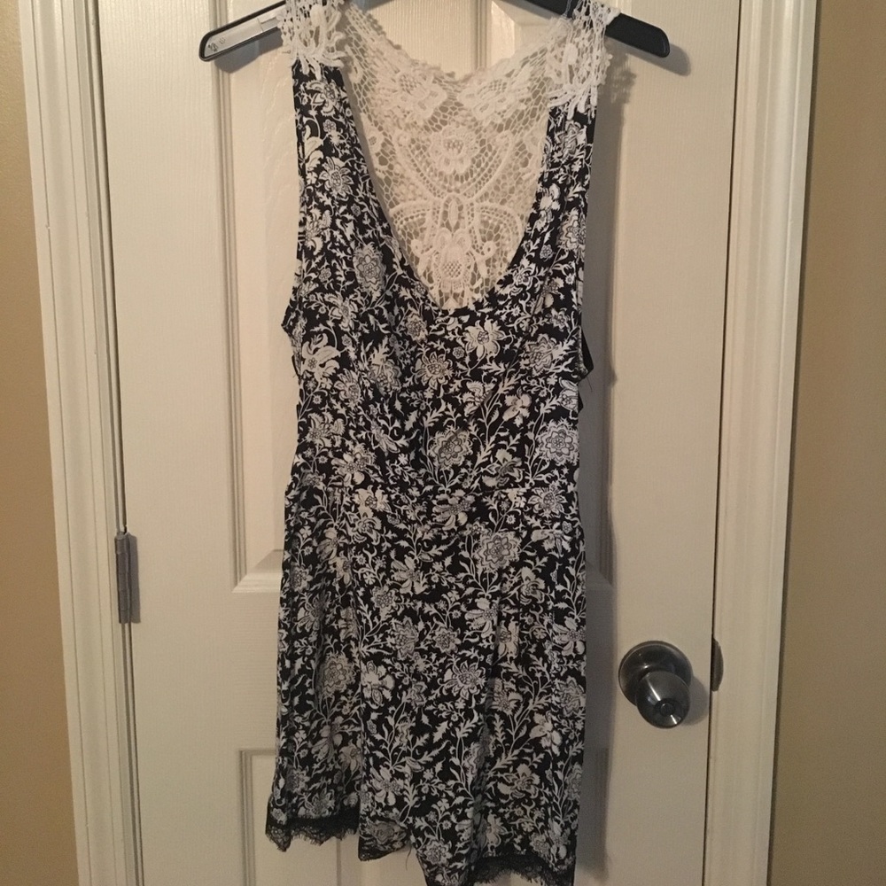 Shoefly Black and White Lace Romper
