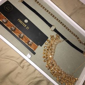 Lot of Chokers plus one Bib Necklace