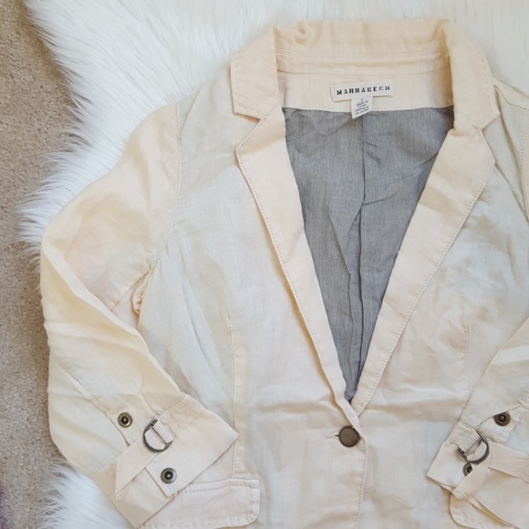 NWT ANTHROPOLOGIE Ivory Linen Libby Blazer Small - Picture 4 of 8