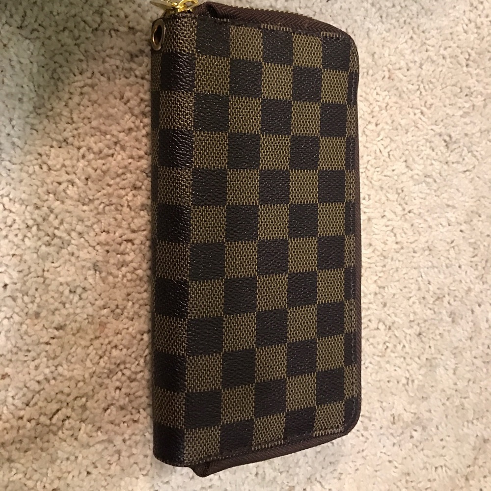 Brown checkered wallet
