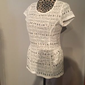 Peplum lace top in cream by LC Lauren Conrad