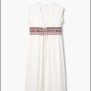 Mango long white embroidered dress/vest