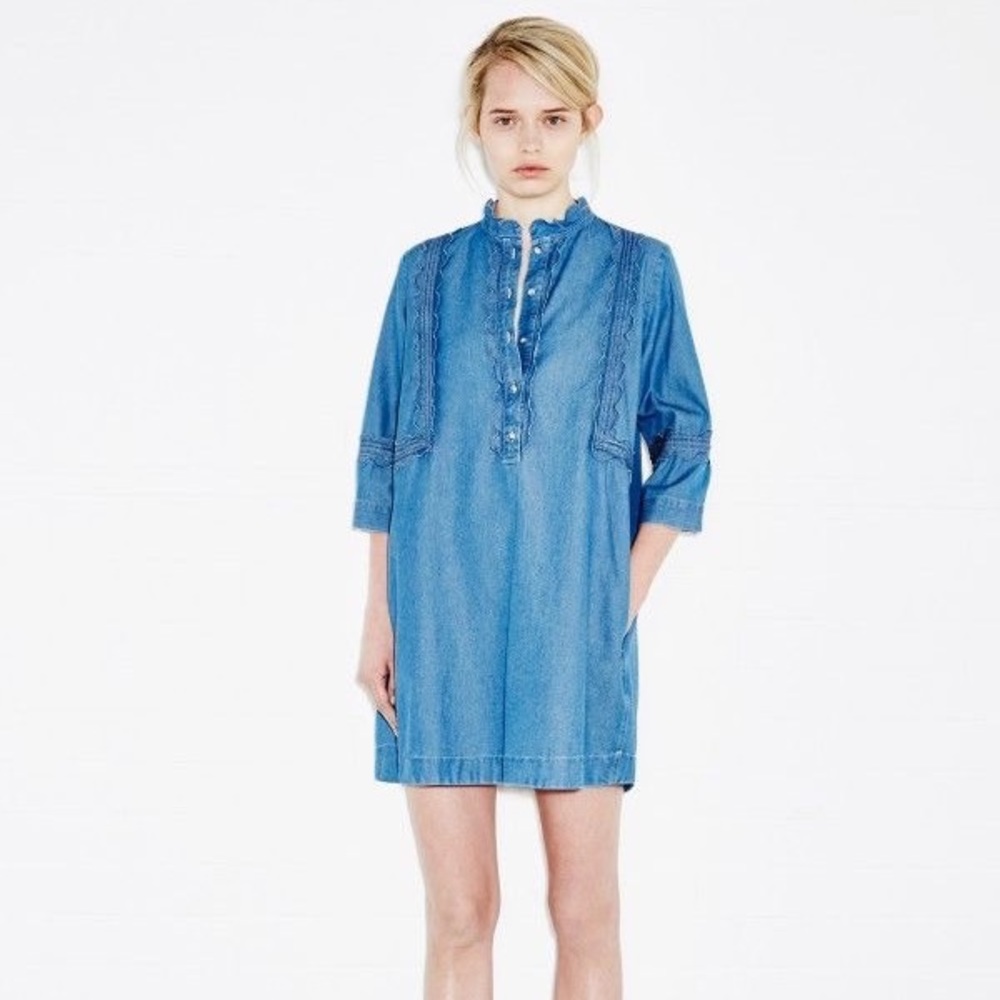 MiH Angie Scalloped Chambray Dress - Size XS
