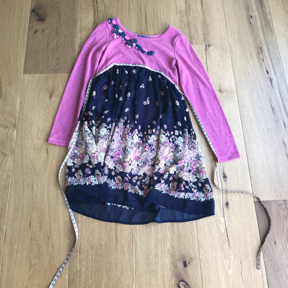 Purple and blue kids floral dress