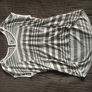 grey and white striped top