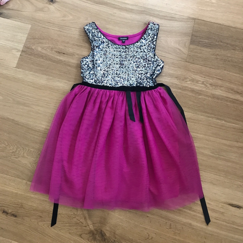 Pink and sequence kids dress