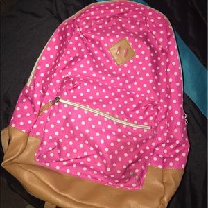 BACKPACK PINK/WHITE POLKA DOTS