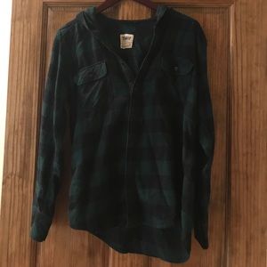Black and Green hooded flannel