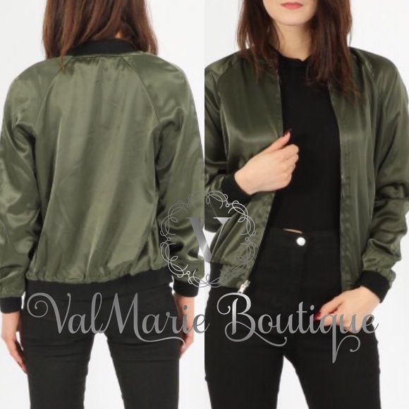ValMarie Boutique LLC Jackets & Blazers - Reversible Satin Feel Bomber Jacket XS S M
