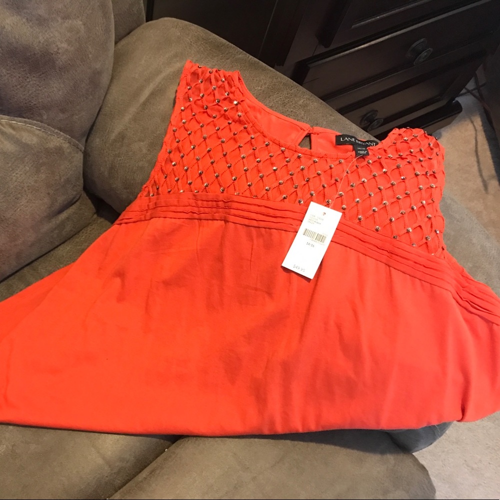 Beautiful orange with sequins tank style shirt.