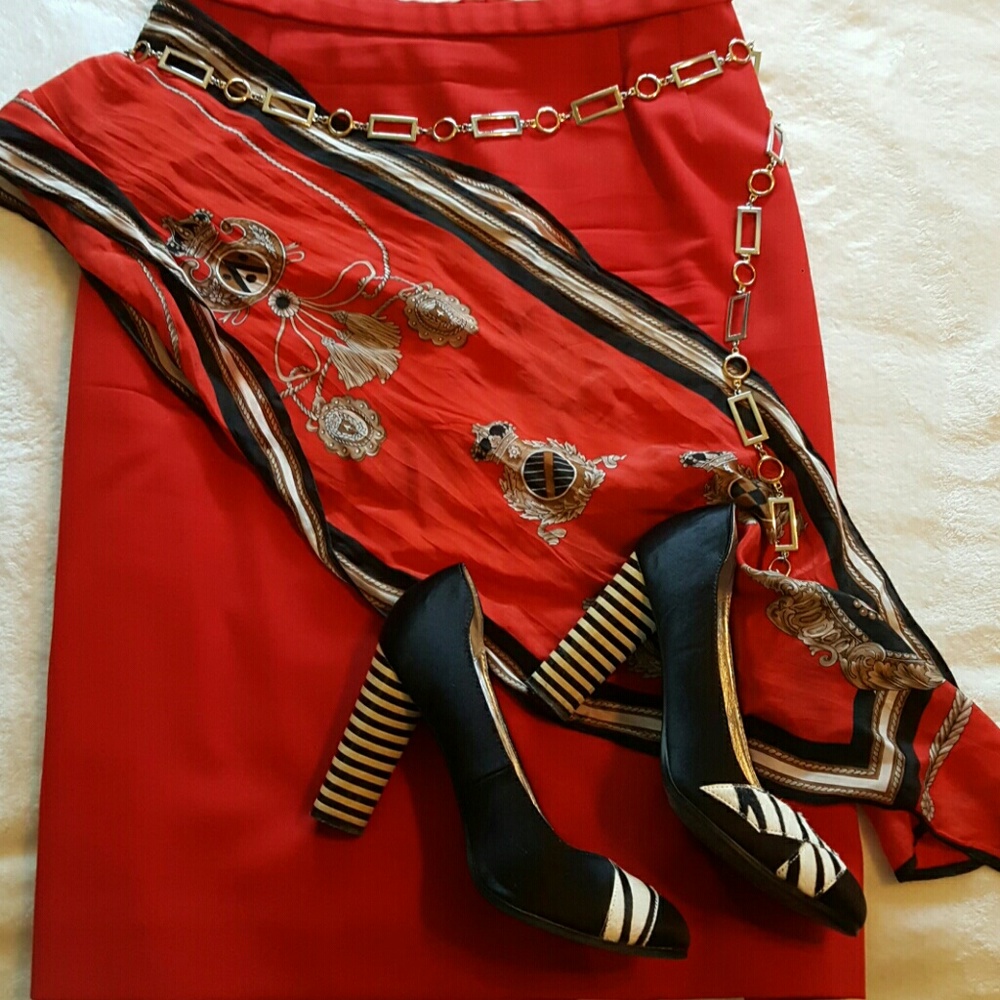 Classic red Pendleton wool skirt
