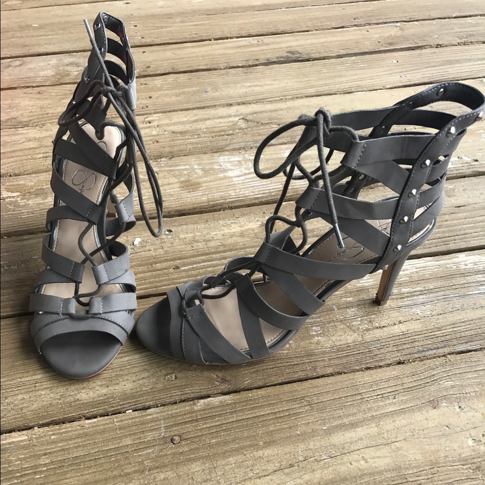 Gray straps sandals