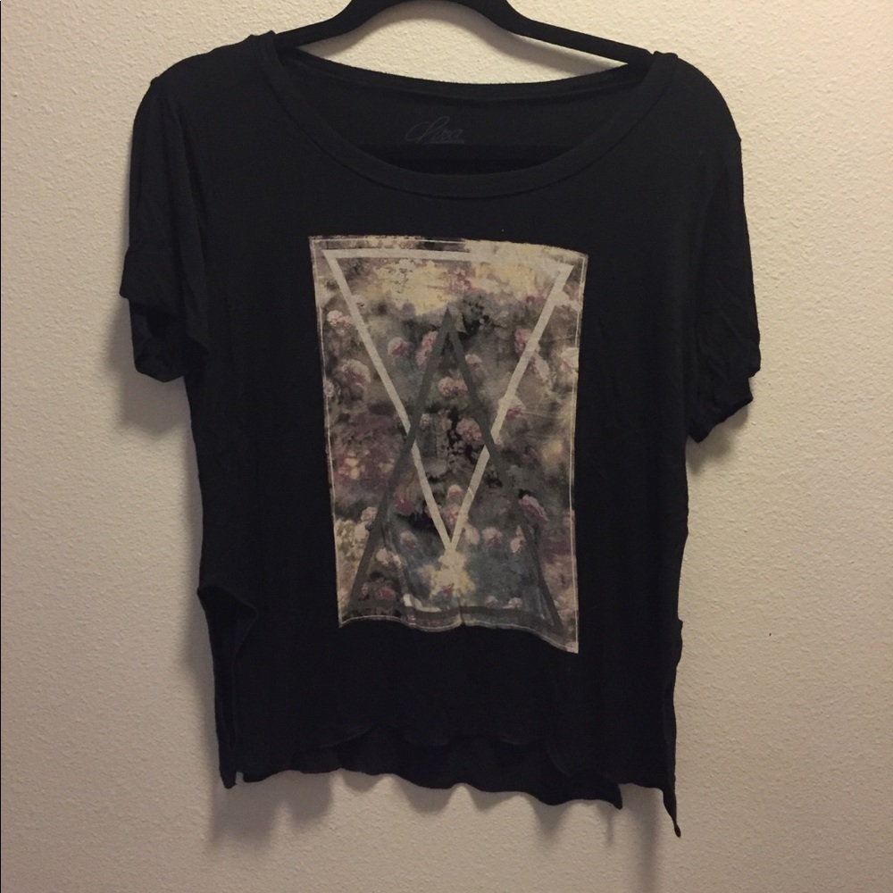 Black Shirt with Flower Design