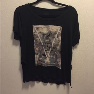 Black Shirt with Flower Design