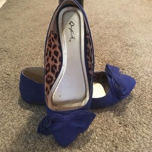 Royal blue flats with bow embellishment
