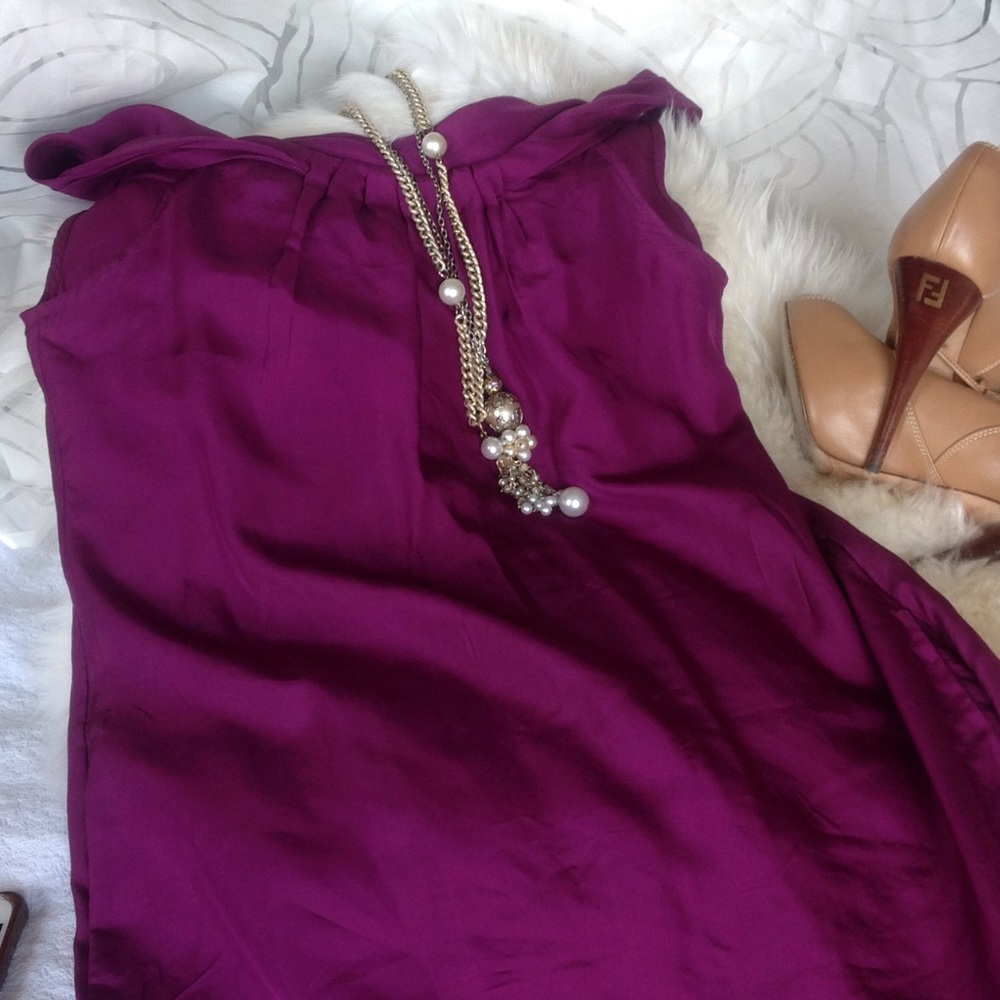 Banana Republic Fuschia 100% Silk Shift Pockets