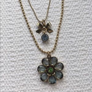 Betsey Johnson Blue Flower Two-Row Necklace