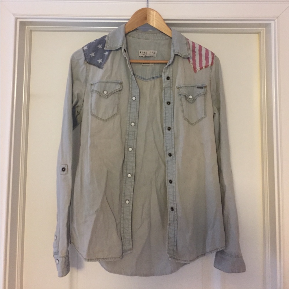 Denim long sleeve America shirt