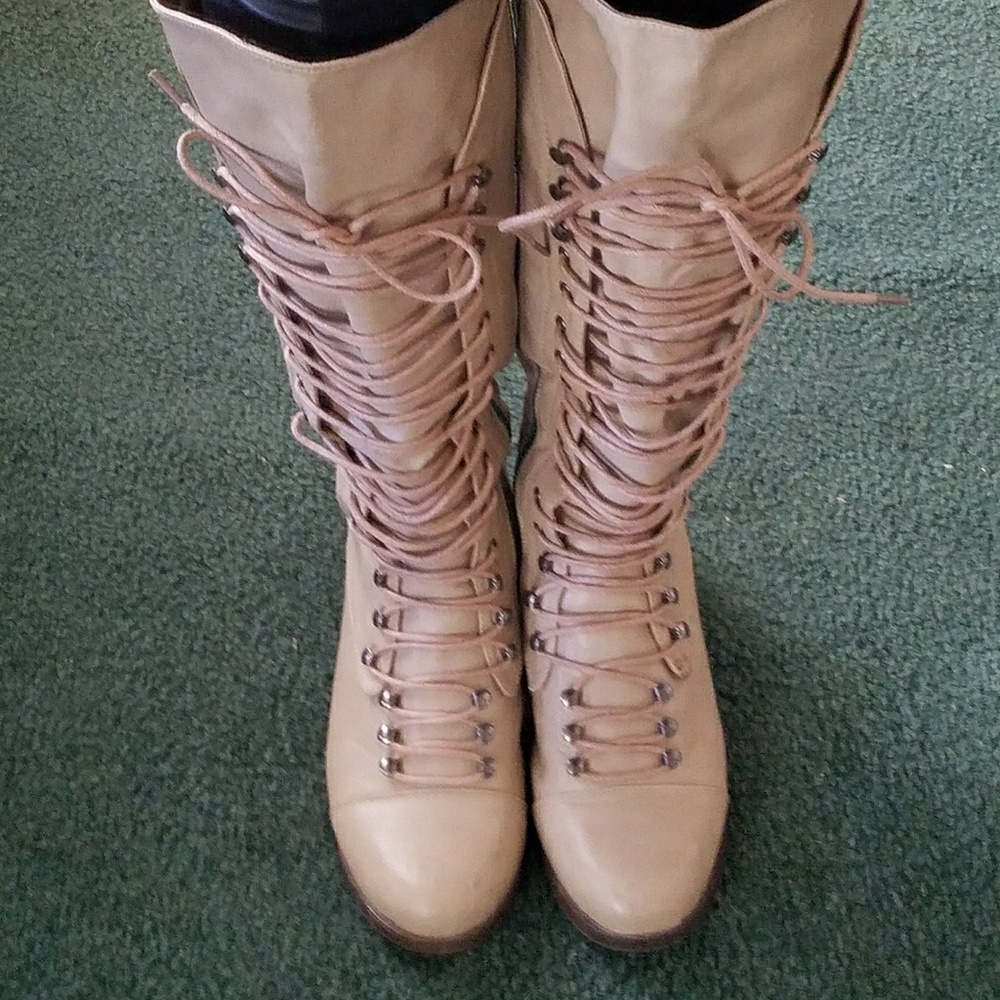 Charlotte Russe lace-up knee-high combat boots