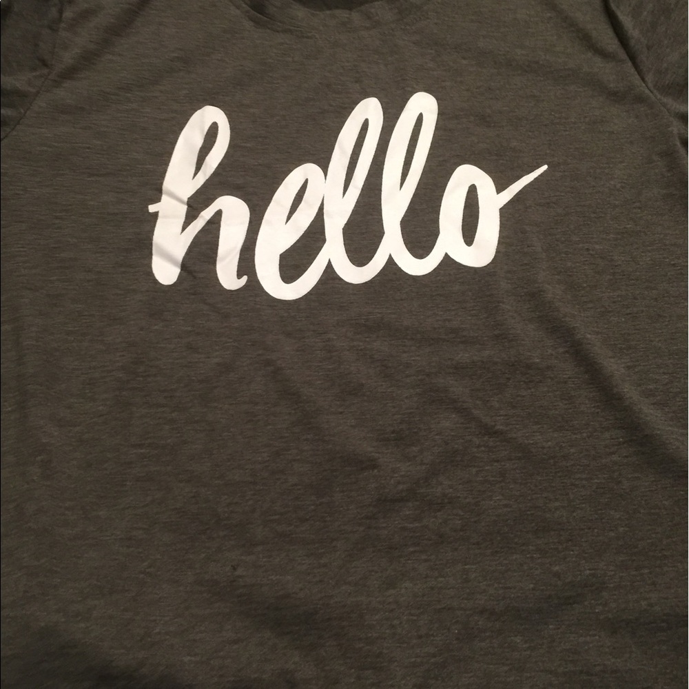 Grey hello t-shirt with cuff sleeves - Picture 2 of 4