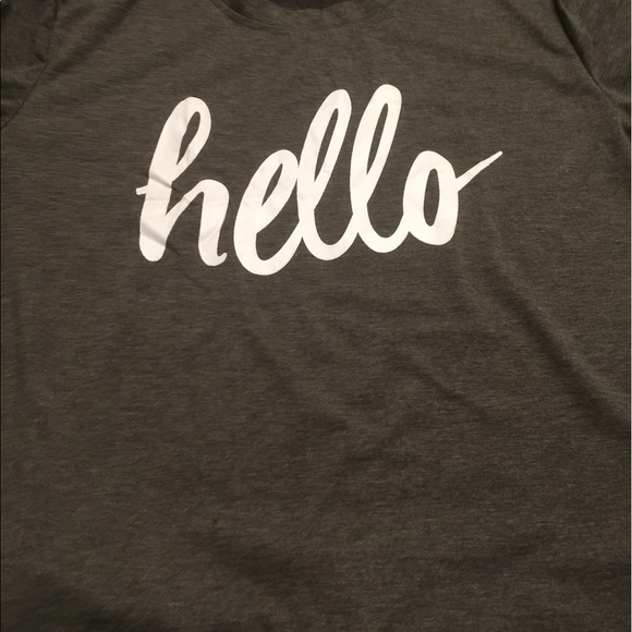 Grey hello t-shirt with cuff sleeves - Picture 2 of 4