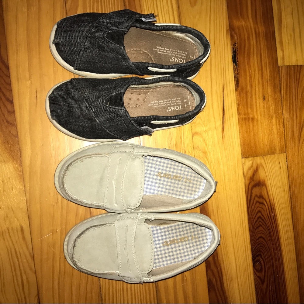 2 pairs of size 7 shoes. Toms and Carter's loafers