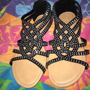 Black Rhinestone sandals🍍