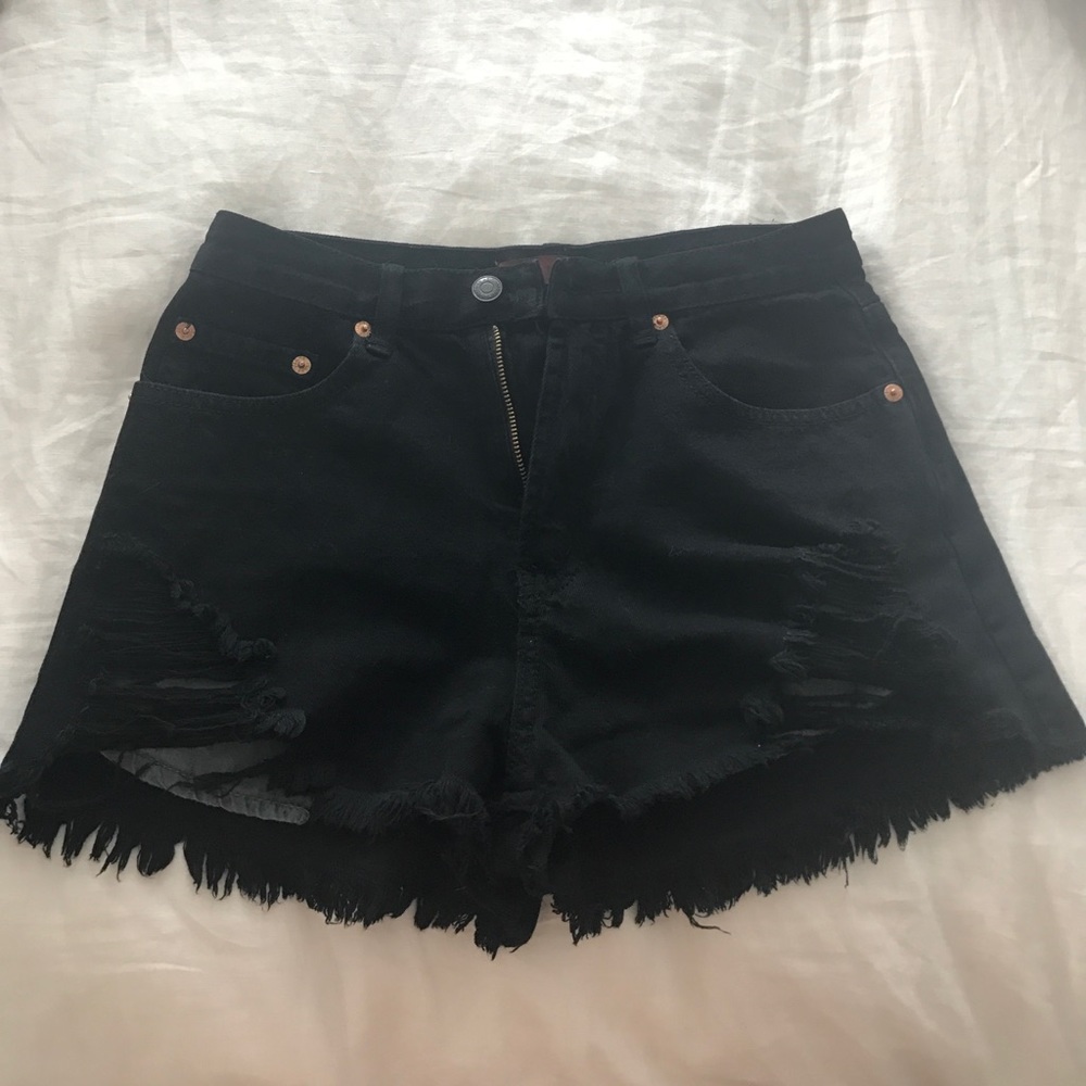 Black jean shorts