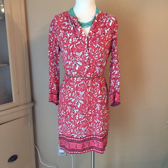 LOFT Dresses Ann Taylor Loft Floral Coral Shirt Shift Dressm Poshmark