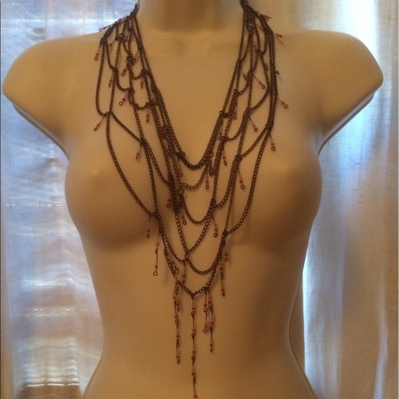 CHANDELIER CHAIN NECKLACE WITH BEADS - Picture 2 of 6